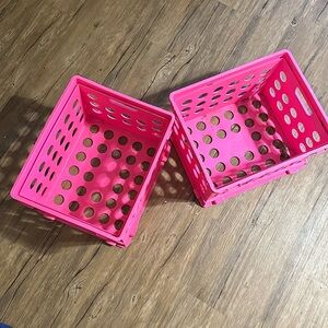 2 Pink Storage Crates